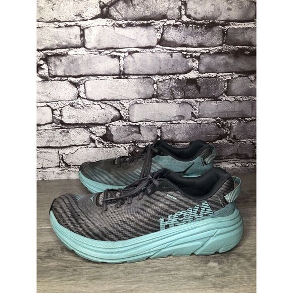 HOKA ONE ONE Rincon Charcoal Gray Aqua Blue Running Shoes Women 10.5M US/43 1/3 - Picture 1 of 16